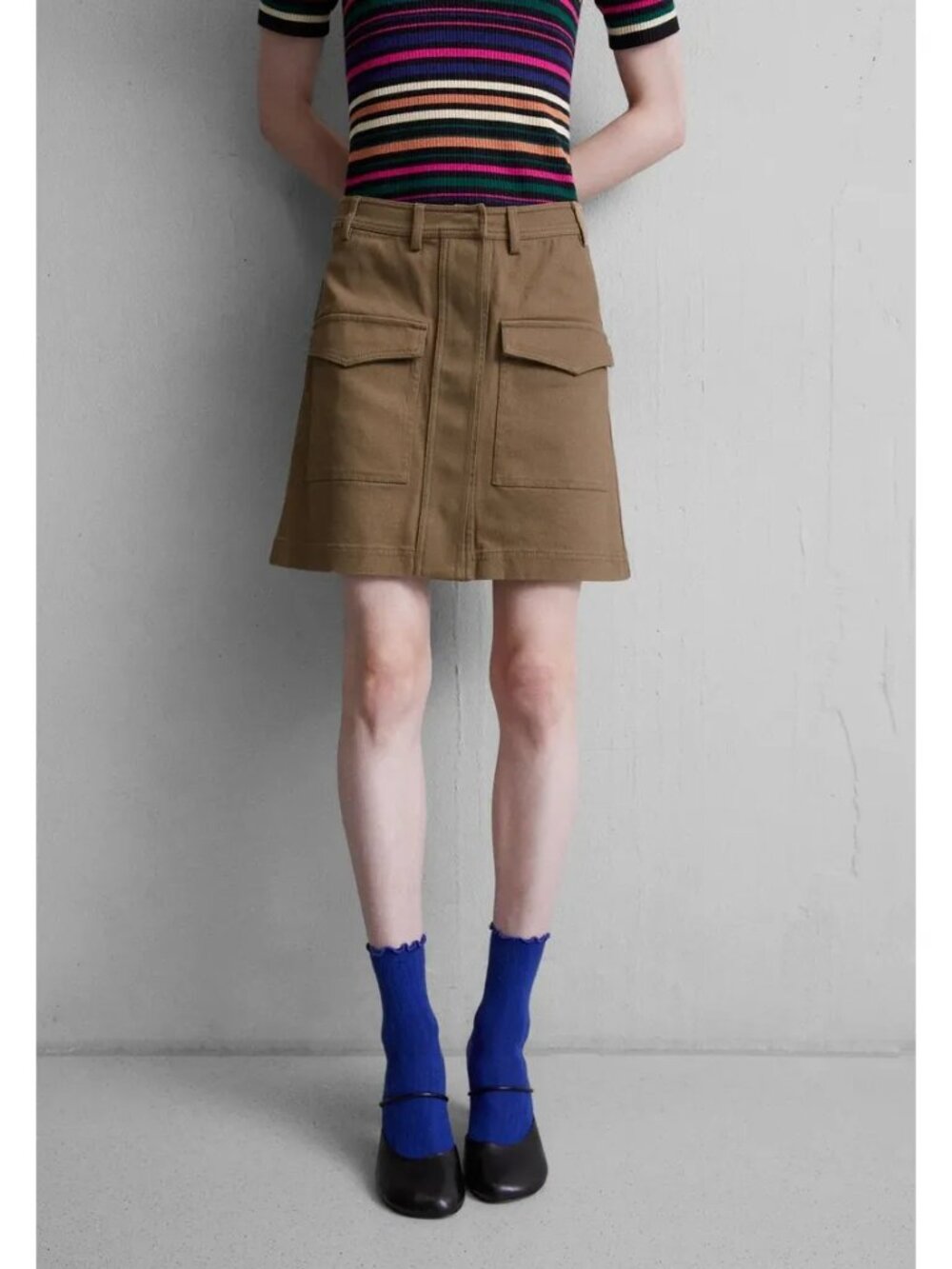 NWT Munthe Brown Denim Cargo Mini Skirt, Size 6 (38)